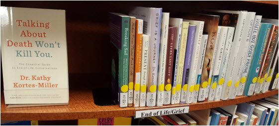 Grief book shelves